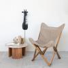 imageCreative CoOp Cotton Slub Butterfly Chair with Teakwood Frame and Metal Double Sided Hardware Brown and Natural