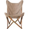 imageCreative CoOp Cotton Slub Butterfly Chair with Teakwood Frame and Metal Double Sided Hardware Brown and Natural