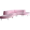 imageCreative CoOp Fabric Upholstered Modular Sofa with Curved Back and Wood Legs Pink and Natural