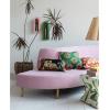 imageCreative CoOp Fabric Upholstered Modular Sofa with Curved Back and Wood Legs Pink and Natural