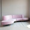 imageCreative CoOp Fabric Upholstered Modular Sofa with Curved Back and Wood Legs Pink and Natural