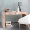 imageCreative CoOp Mango Wood Desk with 3 Drawers and Waterfall Edge Natural Furniture Tables 60quot L x 22quot W x 31quot H
