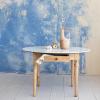 imageCreative CoOp Mango Wood Dining Table with Drawer and Marble Top White and Natural