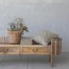 imageCreative CoOp Mango Wood Slatted Bench with 2 Drawers and Metal Pulls Natural and Brass