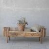 imageCreative CoOp Mango Wood Slatted Bench with 2 Drawers and Metal Pulls Natural and Brass