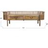 imageCreative CoOp Mango Wood Slatted Bench with 2 Drawers and Metal Pulls Natural and Brass