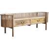imageCreative CoOp Mango Wood Slatted Bench with 2 Drawers and Metal Pulls Natural and Brass