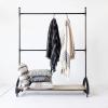 imageCreative CoOp Metal and Mango Wood Rack on Wheels with 2 Rods and Shelf Natural and Black