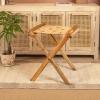 imageCreative CoOp Modern Collapsible Wood and Jute Folding Stool Natural and Brown