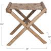 imageCreative CoOp Modern Collapsible Wood and Jute Folding Stool Natural and Brown