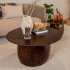 imageCreative CoOp Modern Mango Wood Round Accent Table Dark Walnut FinishDark Walnut