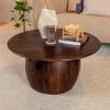 imageCreative CoOp Modern Mango Wood Round Accent Table Dark Walnut FinishDark Walnut