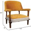imageCreative CoOp Modern Wood Cotton Velvet and Linen Upholstered Armchair Walnut Finish Mustard and Natural Yellow