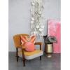 imageCreative CoOp Modern Wood Cotton Velvet and Linen Upholstered Armchair Walnut Finish Mustard and Natural Yellow