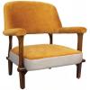 imageCreative CoOp Modern Wood Cotton Velvet and Linen Upholstered Armchair Walnut Finish Mustard and Natural Yellow