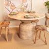 imageCreative CoOp Round Mango Wood Dining Table with End Grain Base and Whitewashed Finish Natural