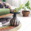 imageCreative CoOp Round Mango Wood Side Table with Striped Base Black and Natural