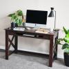 imageCreative CoOp Rustic Mango Wood Keyboard Shelf and XFrame Side Detail Barn Door Desk Barndoor GreyBarndoor Grey