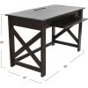 imageCreative CoOp Rustic Mango Wood Keyboard Shelf and XFrame Side Detail Barn Door Desk Barndoor GreyBarndoor Grey