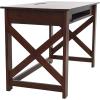 imageCreative CoOp Rustic Mango Wood Keyboard Shelf and XFrame Side Detail Barn Door Desk Barndoor GreyDark Chestnut
