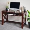 imageCreative CoOp Rustic Mango Wood Keyboard Shelf and XFrame Side Detail Barn Door Desk Barndoor GreyDark Chestnut
