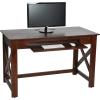 imageCreative CoOp Rustic Mango Wood Keyboard Shelf and XFrame Side Detail Barn Door Desk Barndoor GreyDark Chestnut