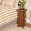 imageCreative CoOp Scalloped Edge Accent Table in Matte Black FinishWalnut Color