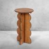 imageCreative CoOp Scalloped Edge Accent Table in Matte Black FinishWalnut Color