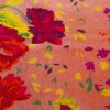 imageCreative CoOp Velvet Printed Floral Pattern Chambray Back and Ruffle Multicolor Woven Cotton Blend Boucl Pillow Cream Square