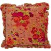 imageCreative CoOp Velvet Printed Floral Pattern Chambray Back and Ruffle Multicolor Woven Cotton Blend Boucl Pillow Cream Square