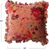 imageCreative CoOp Velvet Printed Floral Pattern Chambray Back and Ruffle Multicolor Woven Cotton Blend Boucl Pillow Cream Square
