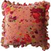 imageCreative CoOp Velvet Printed Floral Pattern Chambray Back and Ruffle Multicolor Woven Cotton Blend Boucl Pillow Cream Square