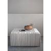 imageCreative CoOp Wood and Wool Kilim Upholstered Coffee Ottoman Table Striped Cream ampamp Brown