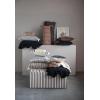 imageCreative CoOp Wood and Wool Kilim Upholstered Coffee Ottoman Table Striped Cream ampamp Brown