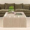 imageCreative CoOp Wood and Wool Kilim Upholstered Coffee Ottoman Table Striped Cream ampamp Brown