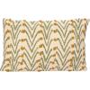imageCreative CoOp Woven Cotton Blend Printed Lumbar Pillow with Floral Pattern and French Knots Natural Green and Mustard