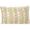 imageCreative CoOp Woven Cotton Blend Printed Lumbar Pillow with Floral Pattern and French Knots Natural Green and Mustard