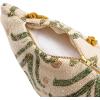imageCreative CoOp Woven Cotton Blend Printed Lumbar Pillow with Floral Pattern and French Knots Natural Green and Mustard
