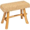 imageCreative CoOp 2525quot W Woven Mendong Covered Stool with Teak Wood Legs