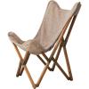 imageCreative CoOp Cotton Slub Butterfly Chair with Teakwood Frame and Metal Double Sided Hardware Brown and Natural