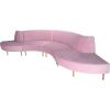 imageCreative CoOp Fabric Upholstered Modular Sofa with Curved Back and Wood Legs Pink and Natural