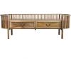 imageCreative CoOp Mango Wood Slatted Bench with 2 Drawers and Metal Pulls Natural and Brass