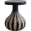 imageCreative CoOp Round Mango Wood Side Table with Striped Base Black and Natural
