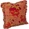 imageCreative CoOp Velvet Printed Floral Pattern Chambray Back and Ruffle Multicolor Woven Cotton Blend Boucl Pillow Cream Square