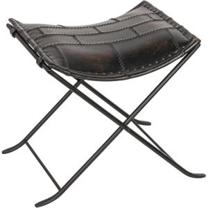 imageCreative CoOp Collapsible Charcoal Leather ampamp Metal Stool