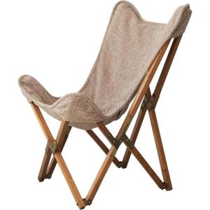 imageCreative CoOp Cotton Slub Butterfly Chair with Teakwood Frame and Metal Double Sided Hardware Brown and Natural