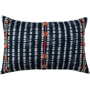 imageCreative CoOp Cotton Slub Tie Dye Lumbar Pillow Cover with Embroidered Accents MulticolorNavy