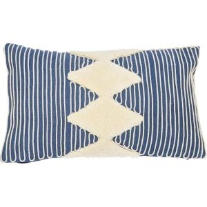 imageCreative CoOp Cotton Tufted Lumbar Embroidered Rope Stripes Pillow 20quot L x 12quot W x 2quot H Blue