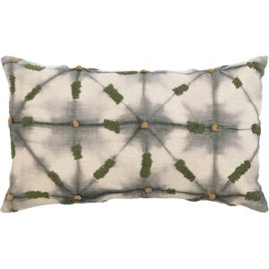 imageCreative CoOp Linen Printed Lumbar HandEmbroidery and Chambray Back Multicolor Pillows 24quot L x 14quot W x 1quot H