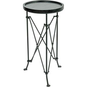imageCreative CoOp Modern Metal Round Coffee Table with Wood Top Black